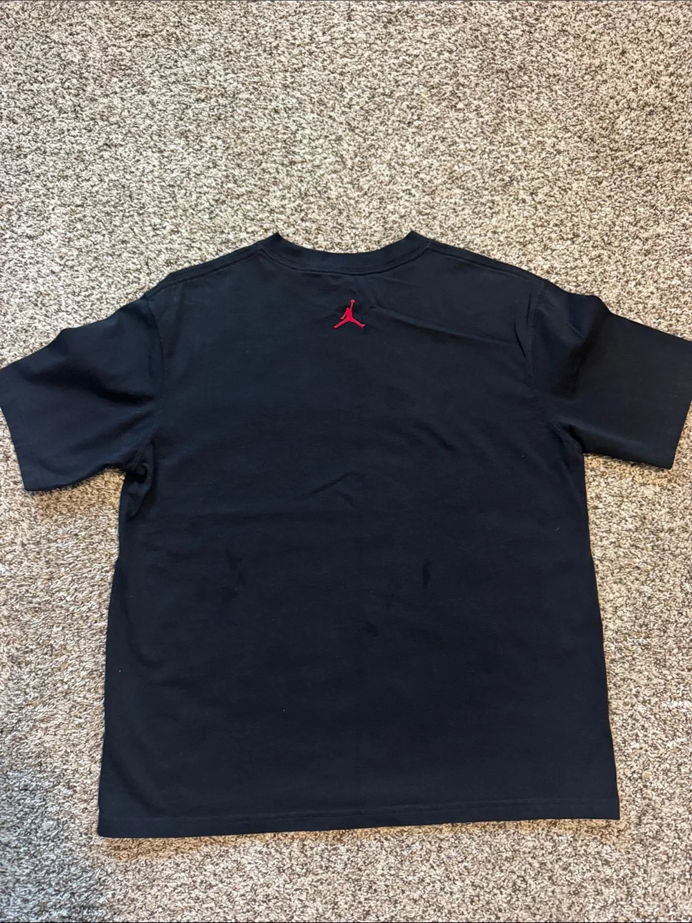 Jordan (Sz Small) Black Short-Sleeve Tee with Red Script Logo